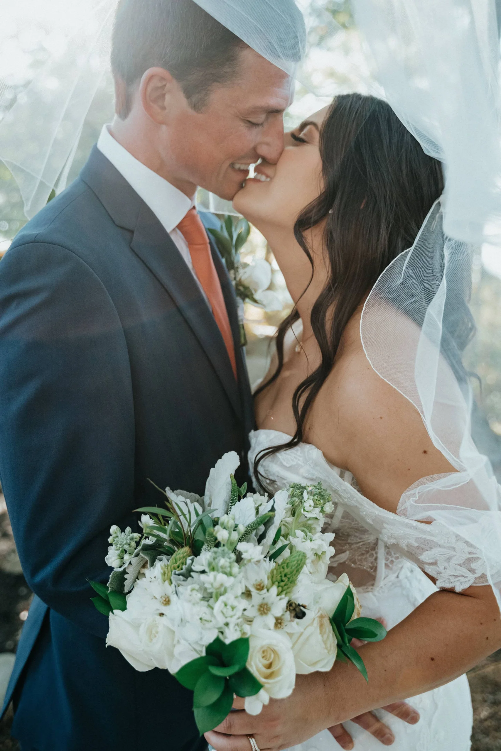 Classic bridal veil shot at the Magnolia wedding venue in Pigeon forge