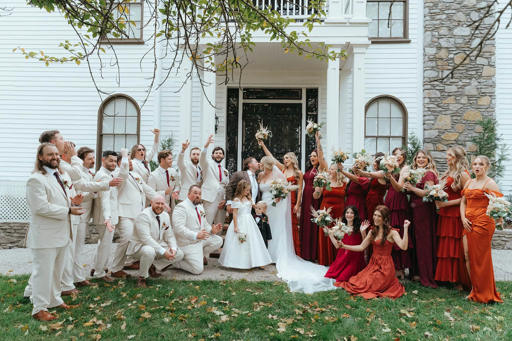 Fall wedding bridal party portrait at Legacy Farms, Lebanon by Knoxville Wedding photographer